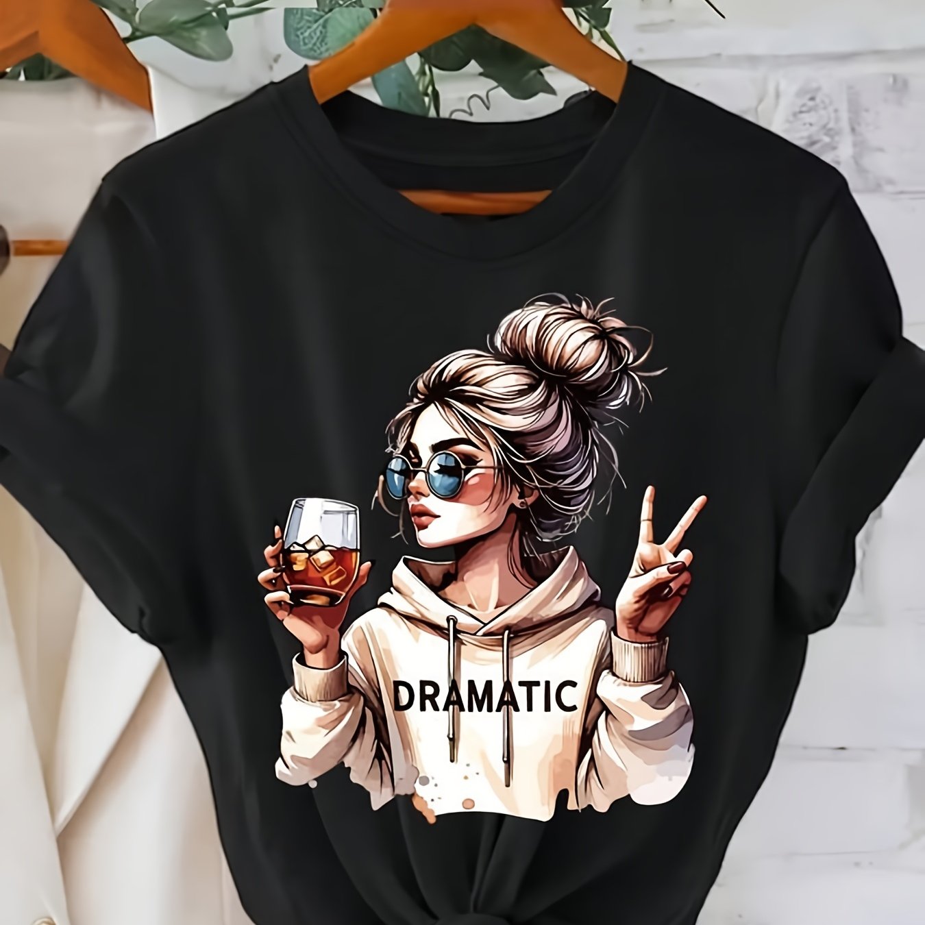 TEMU -shirt DRAMATIC 2026 à manches courtes et col rond, imprimé , décontracté et confortable, adapté à un usage , motif imprimé avec cadeaux pour la