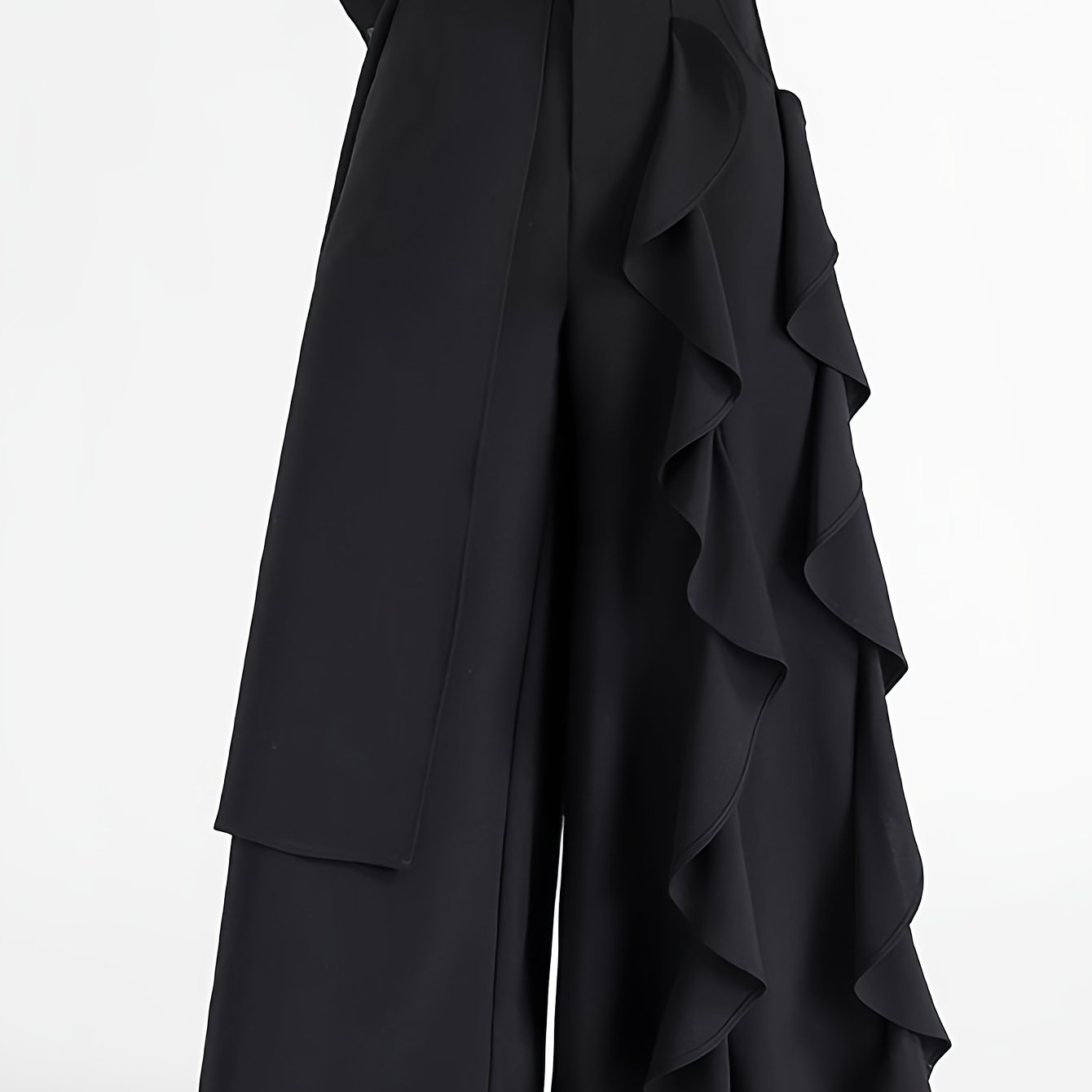 TEMU Pantalon Japonais Rétro à Jambes Larges - Ourlet Asymétrique et Irrégulier (Pantalon Large), Coupe pour Toutes , Tenues Décontractées et