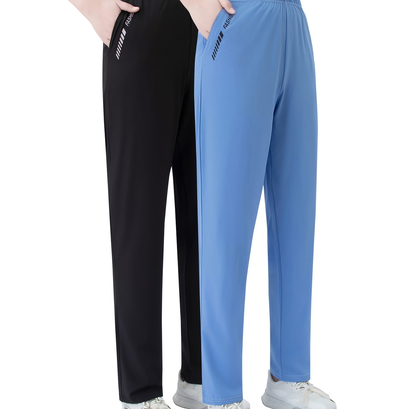 TEMU 2pcs Set Summer Breathable Quick-drying Pants Fiber Fabric Slim-fit Straight-leg Pants Outdoor Sports Hiking Trousers