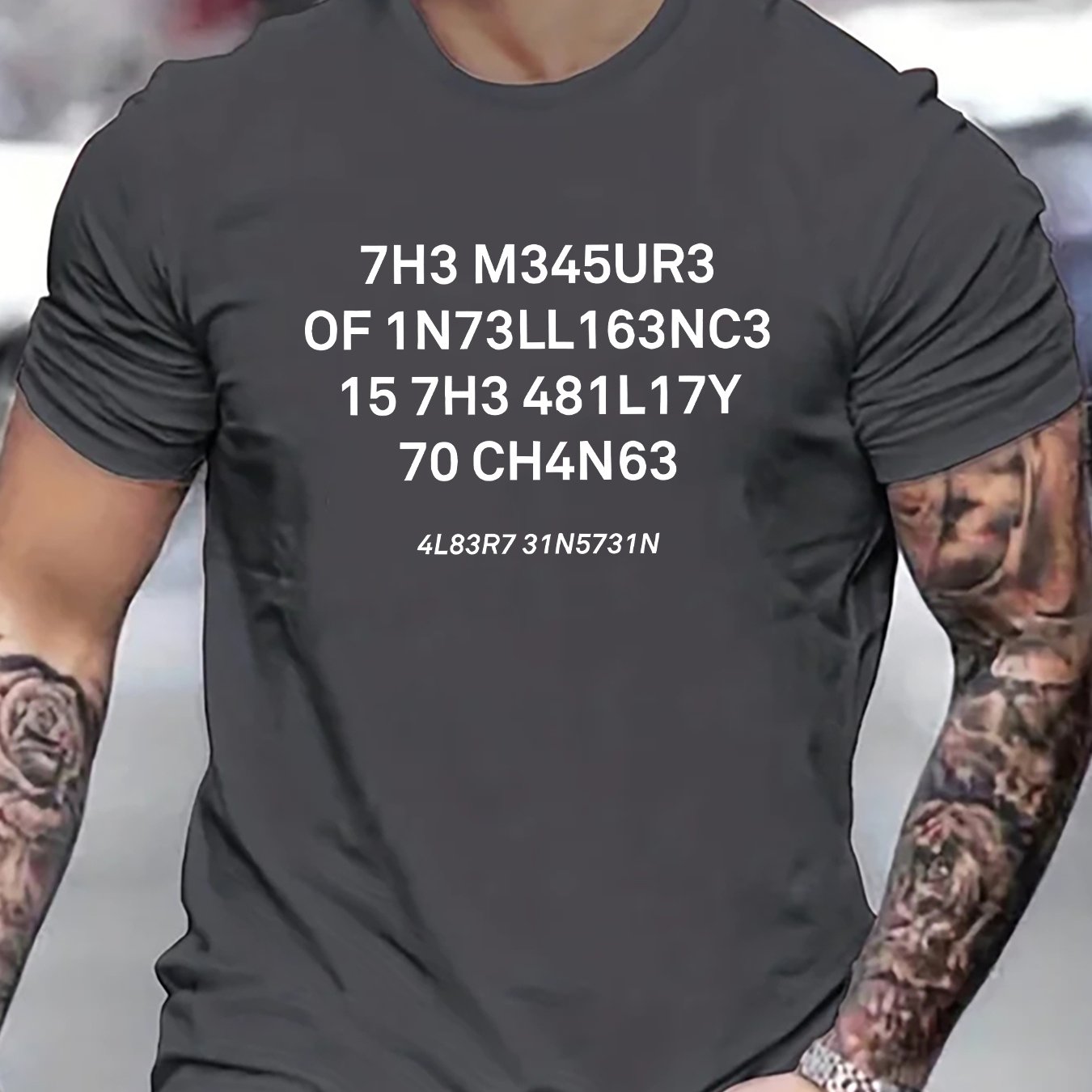 TEMU Men's Summer Fashion T-shirt With Unique Graphic Print - Casual Round Neck, Soft Polyester, Machine Washable