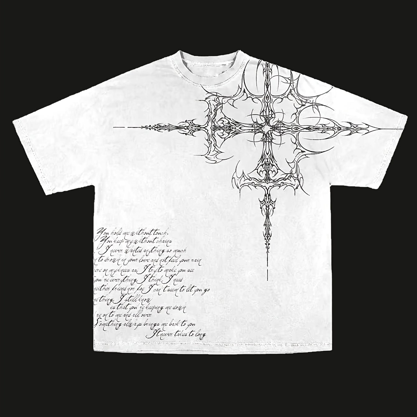 Image of Y2k Retro Harajuku Gothic High-quality Unisex Streetwear Casual Short-sleeve Top, Hip-hop Relaxed T-shirt With Oversized Solid Color Letter Print