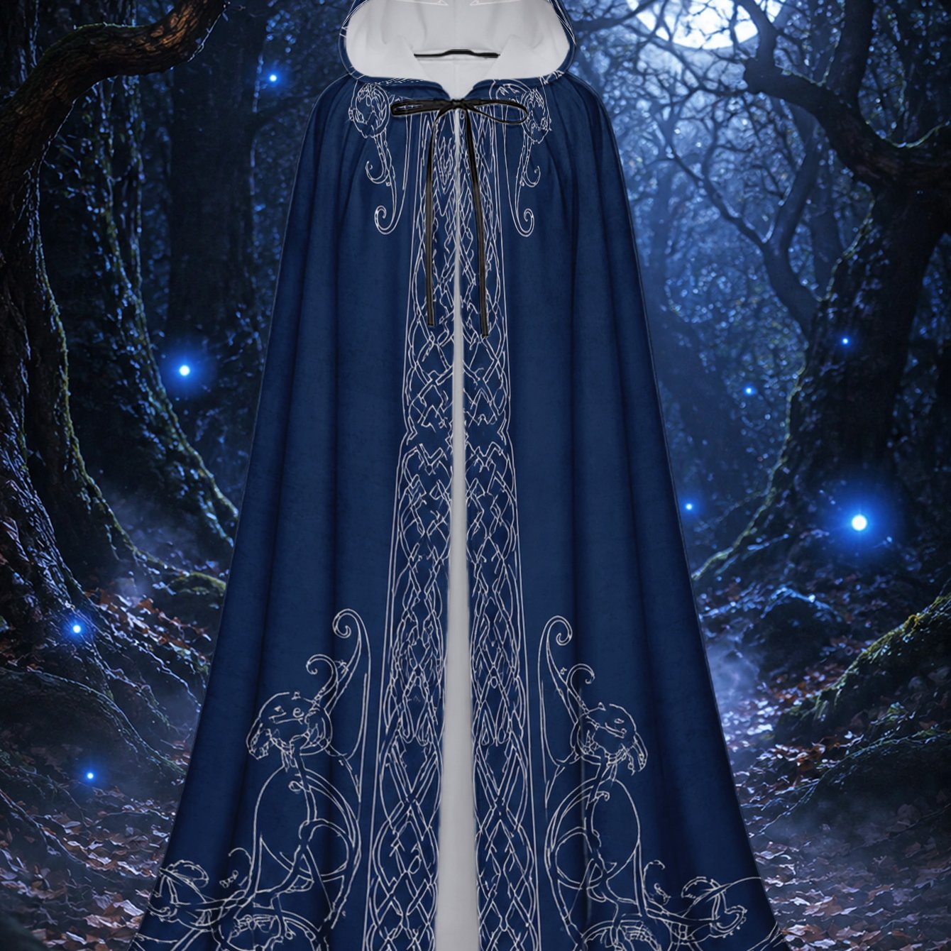 TEMU 1pc, Durable Polyester Halloween Cape With Ornate Celtic Borders Design, Christmas Roleplay And Scary Costume Parties, Hooded Style For Adults