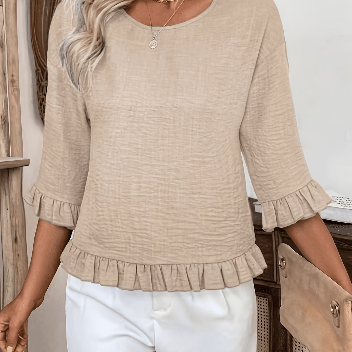 TEMU Women' Loose Puff Sleeve Shirt