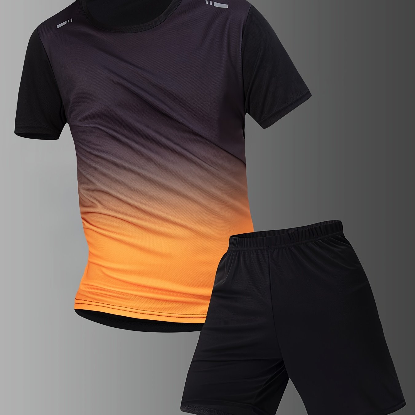TEMU 2pcs Men's Short Sleeve And Shorts Athletic Casual Set, Light Color Gradient Round Neck T-shirt And Shorts