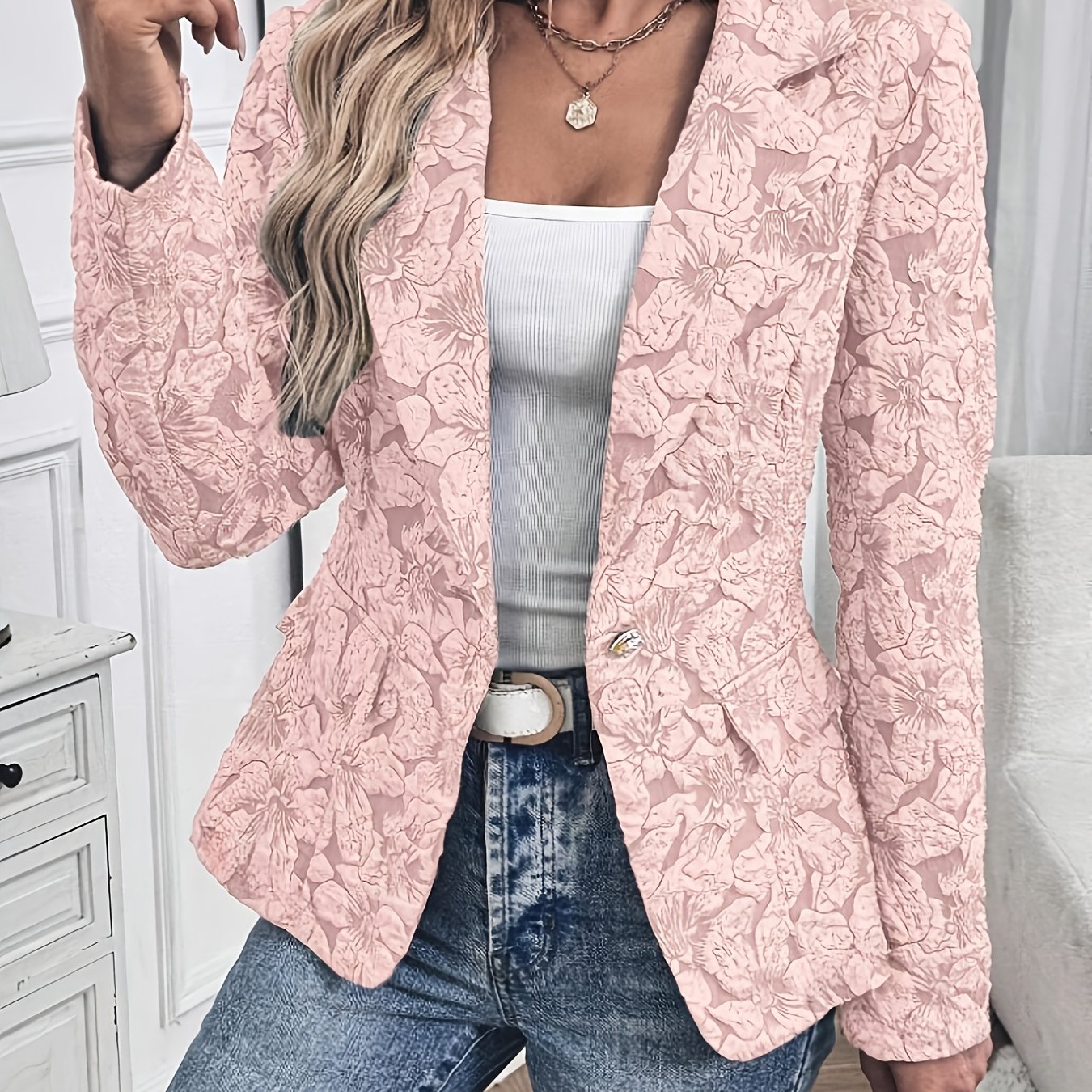 E-shop Modische Damen-Elegant-Blazer, Stilvolles Ein-Knopf-Neues Casual-Sakko