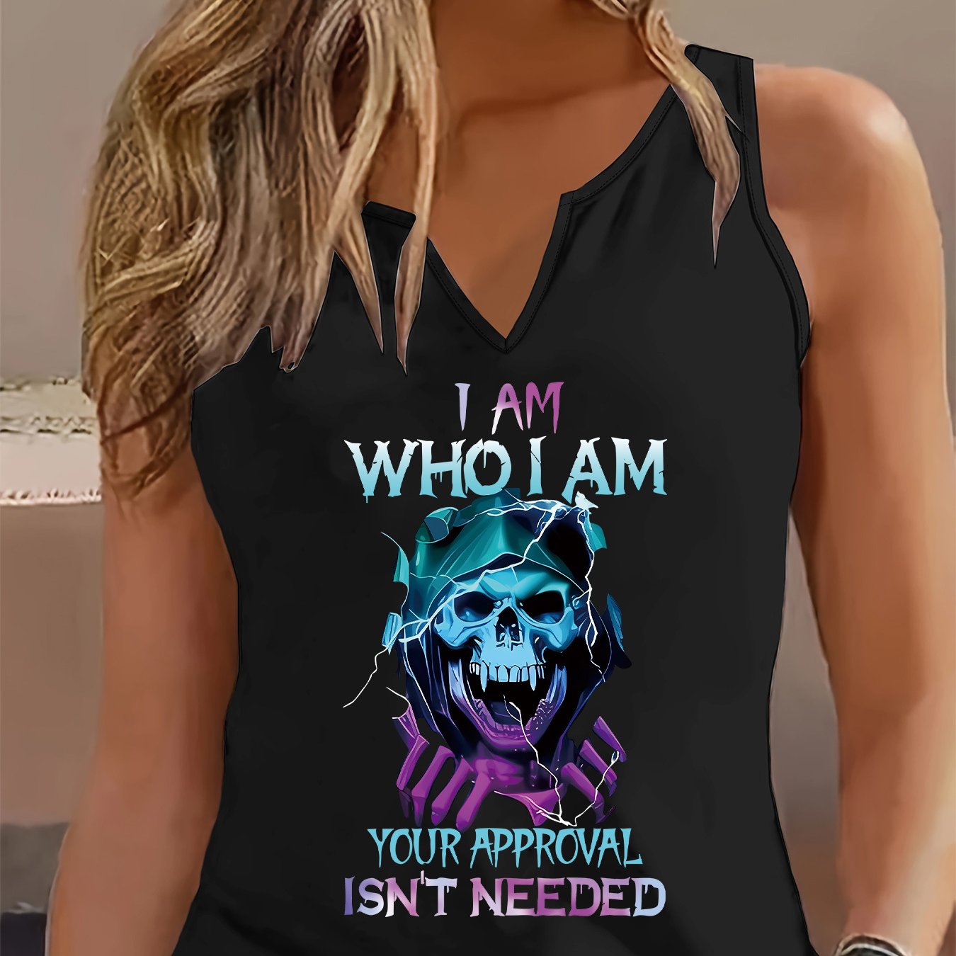 TEMU Graphic Print Tank Top, Sleeveless Casual Top For Summer & Spring, Women's Clothing
