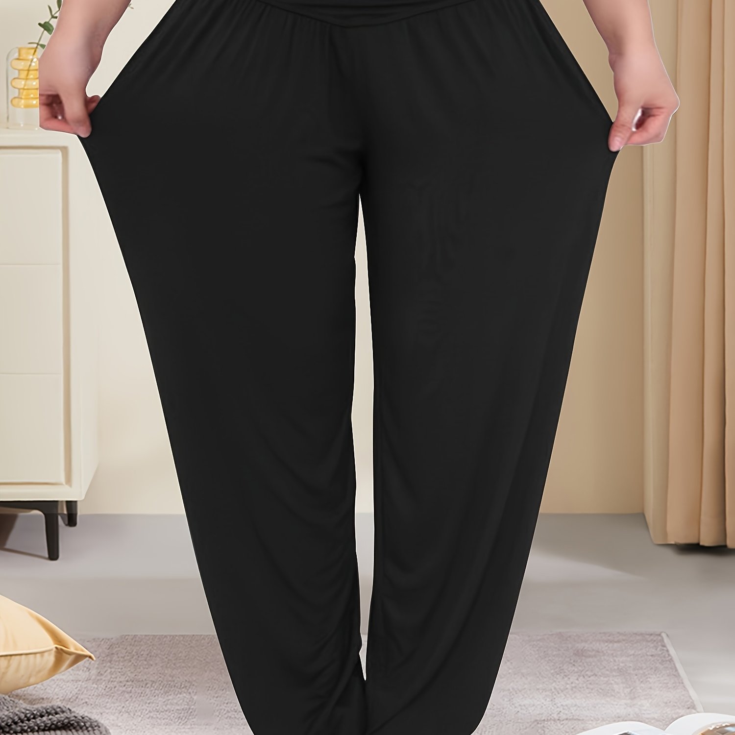TEMU Plus Size - Plus Size - Plus-size High-waisted Jogger Pants For Casual Wear