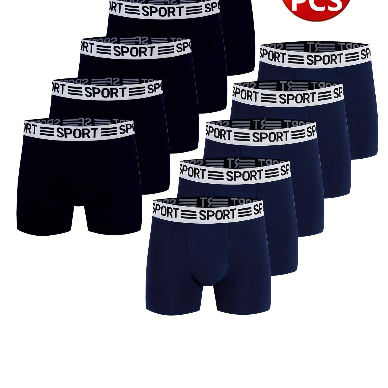 10pcs Men's Long Flat Briefs Breathable Comfortable Solid Underwear Boxing Shorts