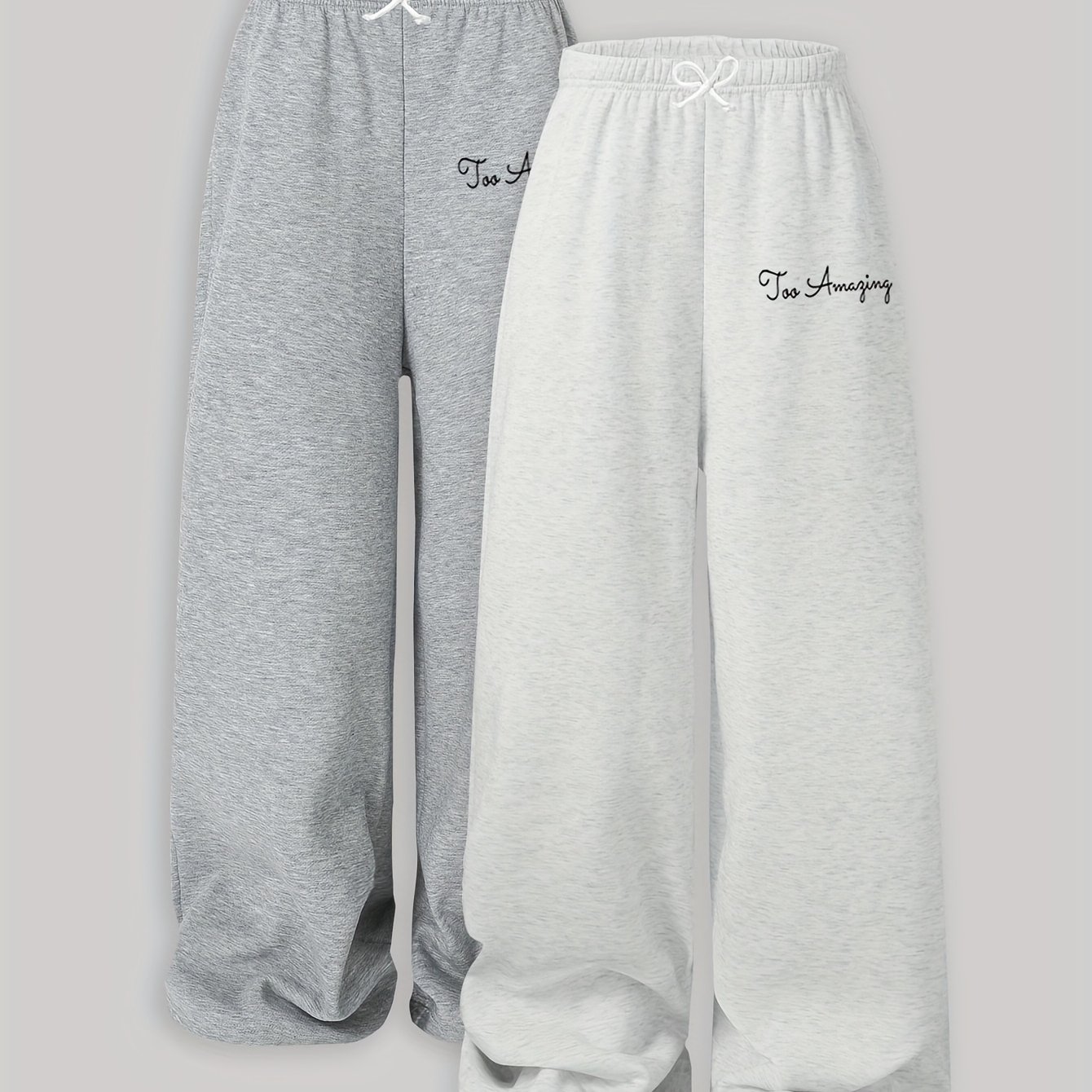 Image of Autumn Winter Loose Straight Joggers With Elastic Waist, Casual Sweatpants, Fall Wide-leg Loose Floor-length Trousers Trendy Two-piece Set, For Outdoor, Christmas, Halloween