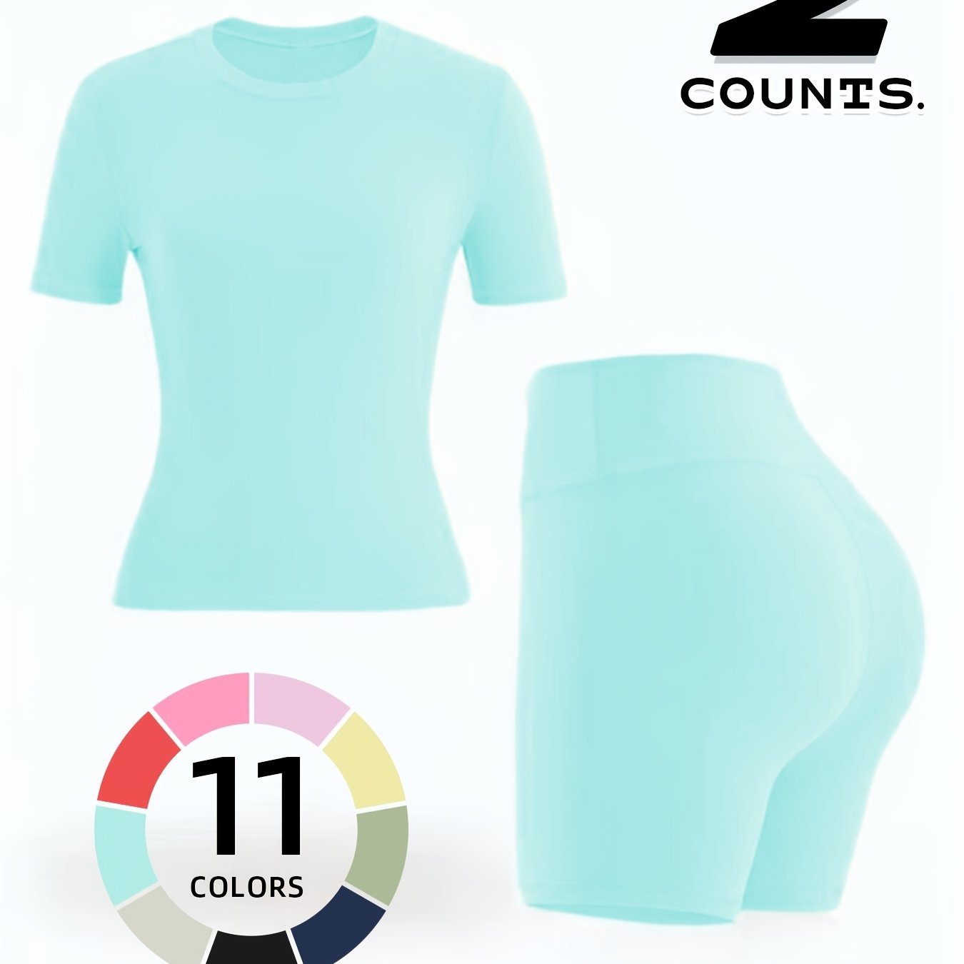 TEMU Women's 2pcs Athletic Outfit Set, Short Sleeve Slim- & High-waisted Tummy-control Shorts, Soft Stretchy Workout , Running, Yoga & Daily Wear