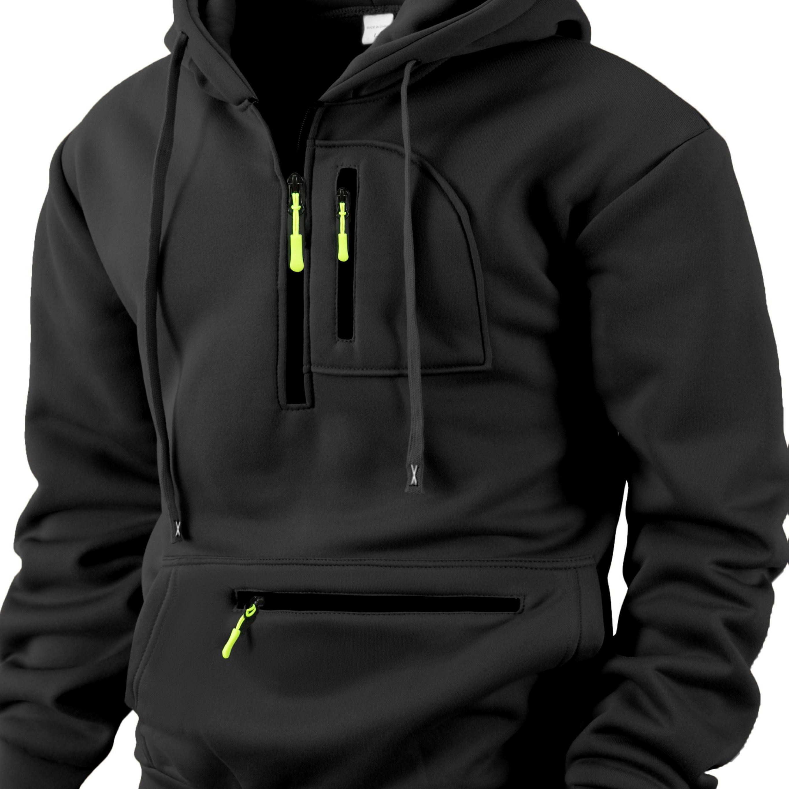 TEMU 2025 Men's New Arrival Jacquard Knit Hooded Sweatshirt With Half-zip Top, Autumn Essentials