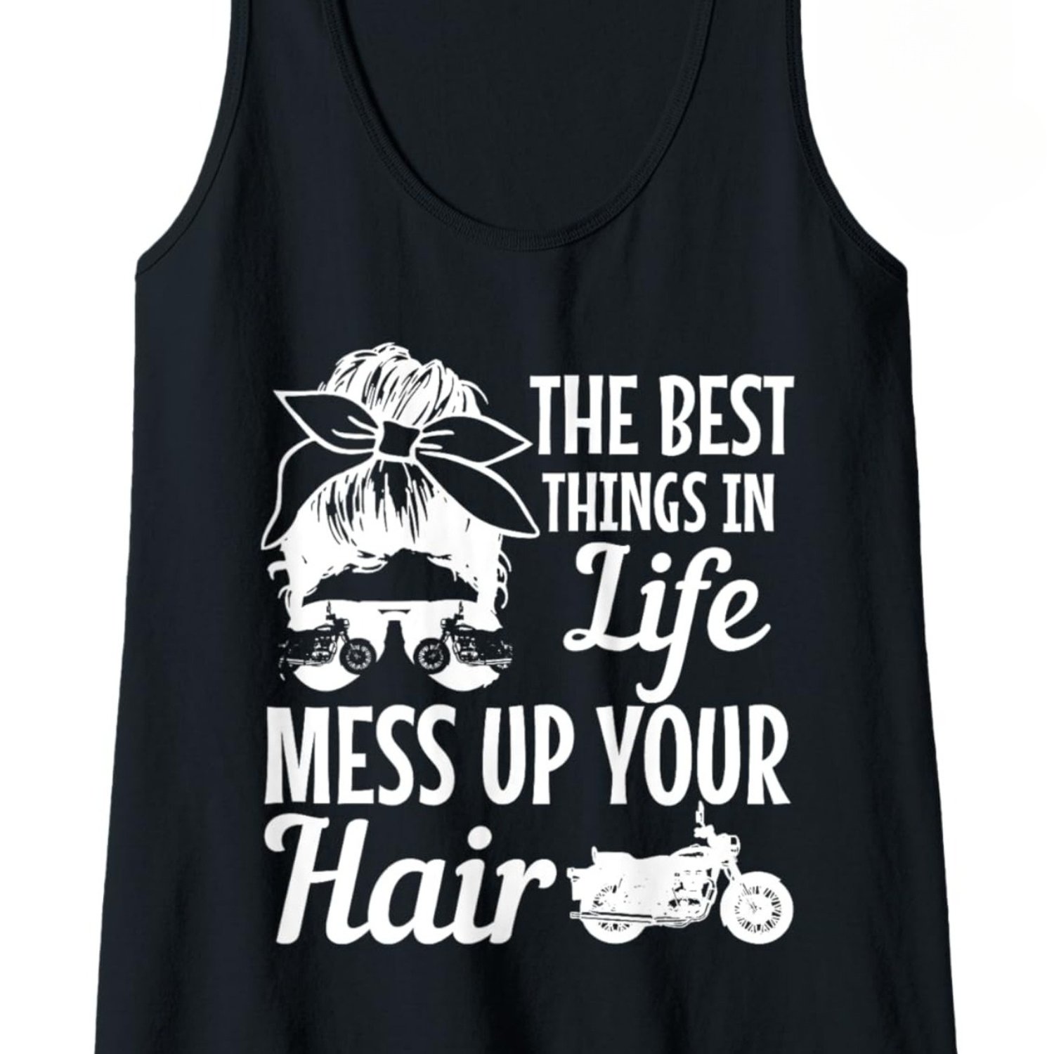 Women's Plus Size Motorcycle Vest Suitable For Riding & Casual Wear - Sleeveless Round Neck Tank Top With " Mess Up Your Hair" Print, Machine Washable Summer Blouse For Motorbike Accessories (no )