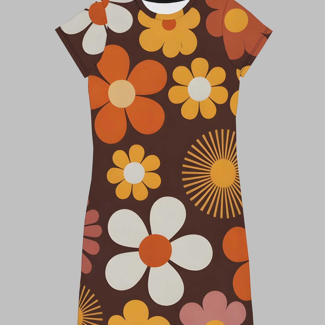 TEMU Retro 70s Flowers Standard-sized Women's T-shirt Skirt