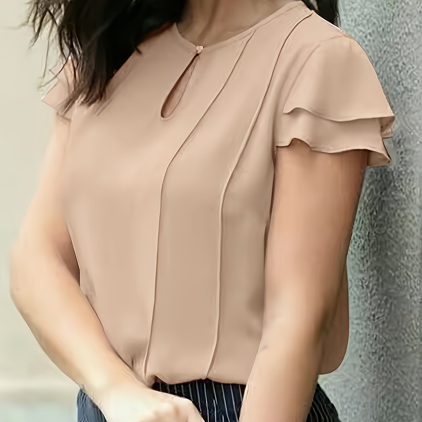 TEMU Chemise Décontractée Femme à Manches Courtes Unie - Haut Mode