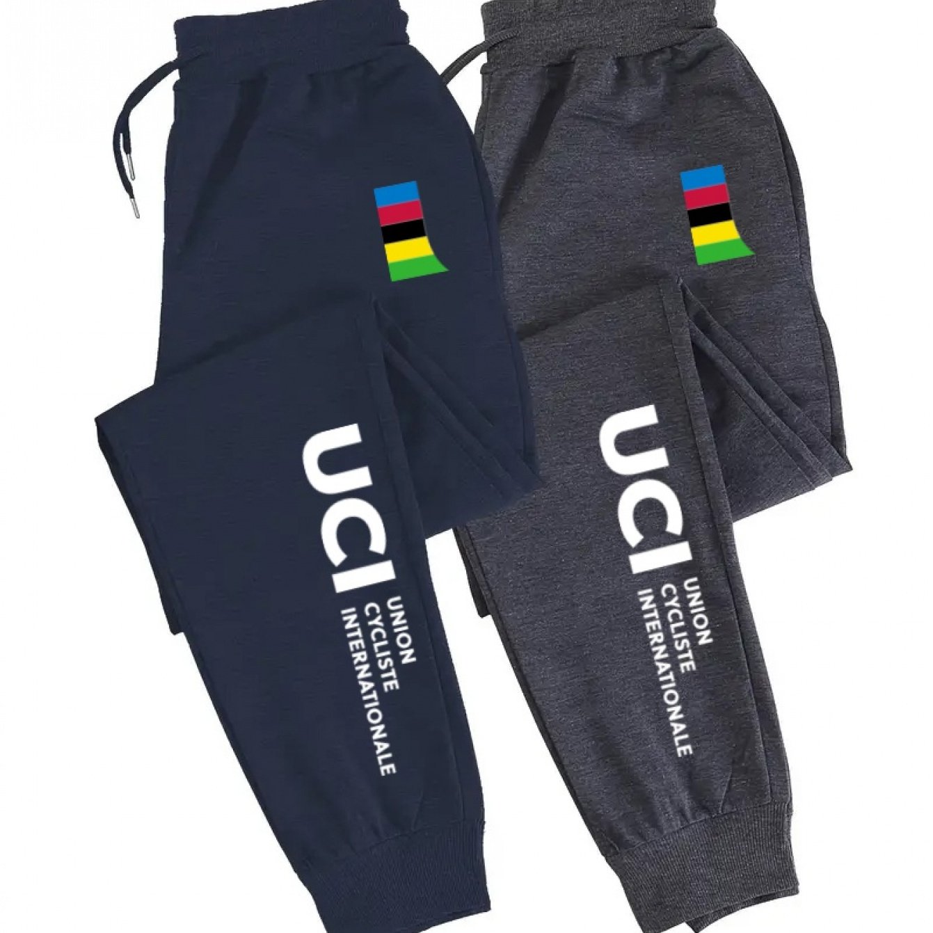 TEMU Men's Casual Sports Pants, Two-pc, With Drawstring, Pattern Print, 100% Polyester Knit Fabric, Slightly Stretchy, Loose-fit Trousers For Outdoor