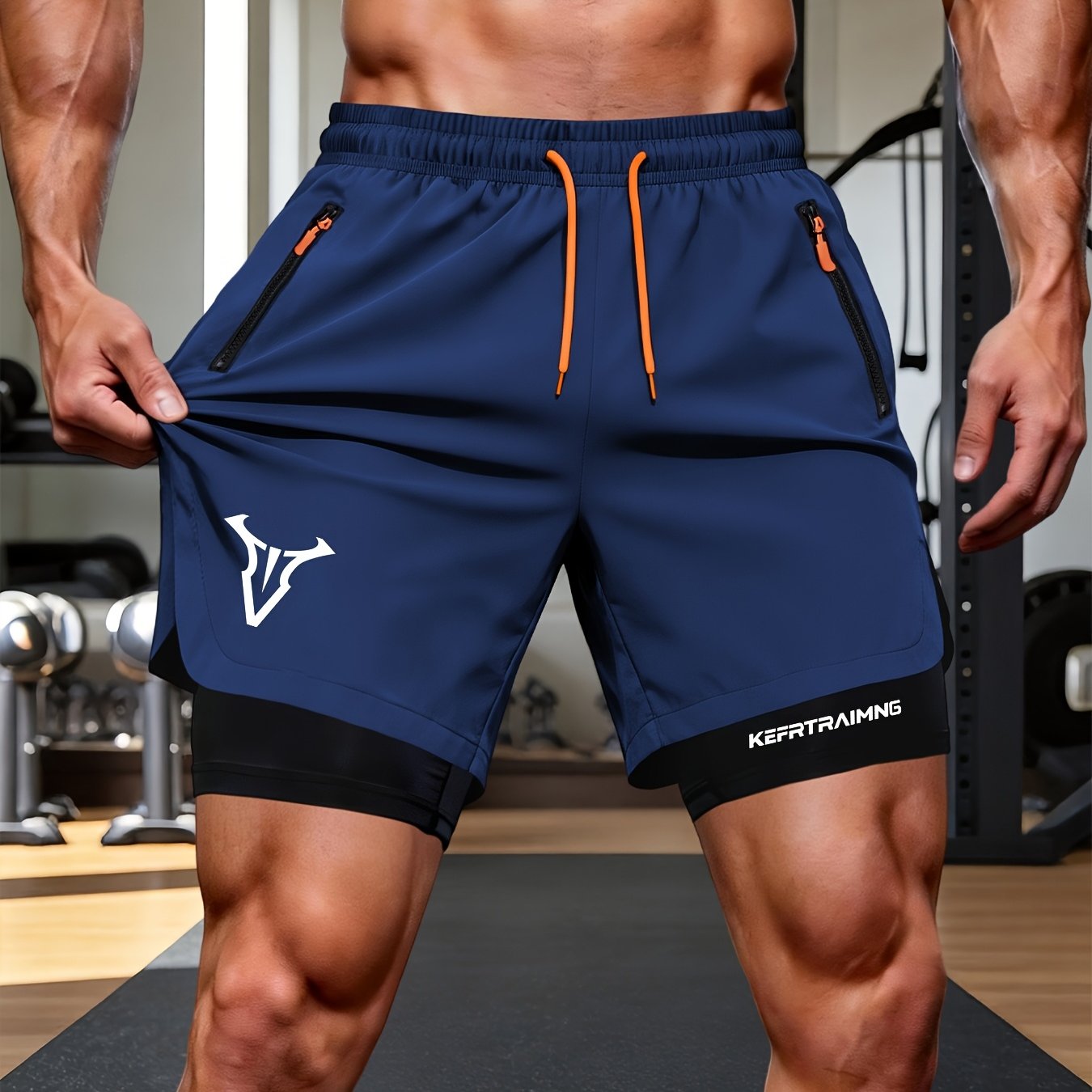 TEMU Men's Quick-dry Athletic Shorts With Double-layer Zipper Pockets & Adjustable Waist - Lightweight Suitable For Gym, Basketball,,, Training -