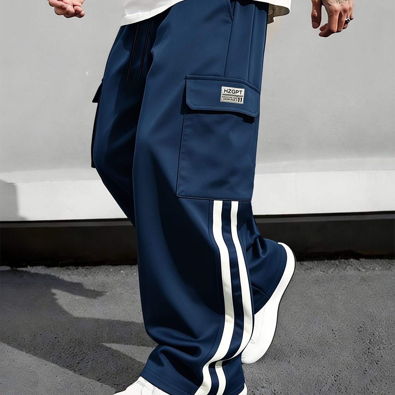 TEMU Men's New Style Cargo Pants With Side , Flap Cargo Pockets, And Adjustable Waist Drawstring. A Versatile Suitable For , Ideal For Daily Leisure