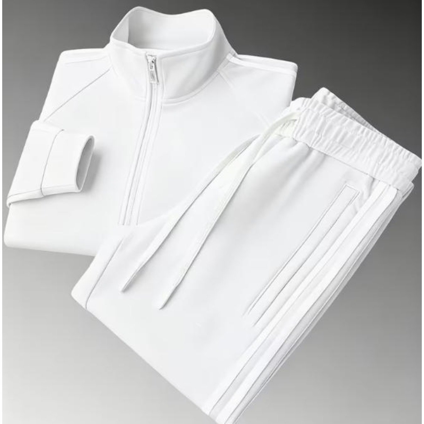 Men's Track Suit Casual Sporty Stripe Detail Zipper Jacket Drawstring Pants Set Men's Fashion Adults Men Sportswear Casual Wear