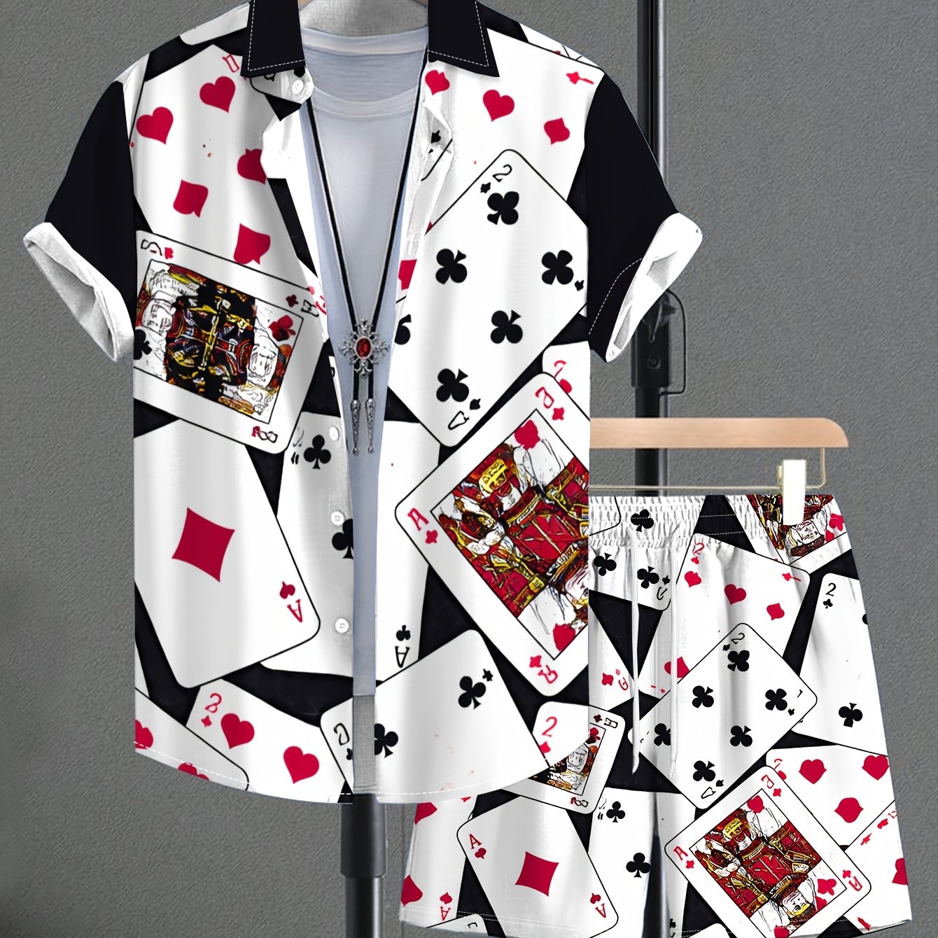 TEMU Men's Short Shirt And Shorts Set, Casual Outfit Short Sleeve Set, Casual Wear Short Sleeve Machine Washable, Men's Fashion