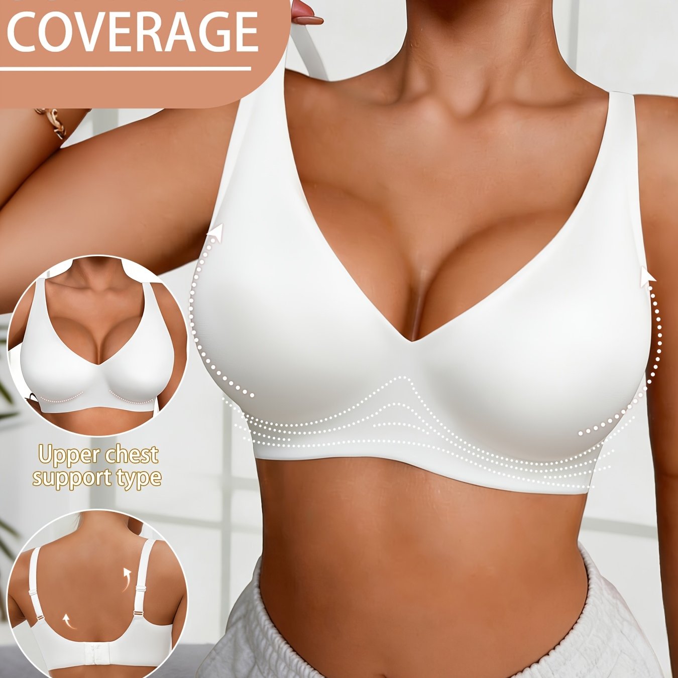 Image of High-quality Simple Jelly Bra Single Pack Wire-free Non-removable Pads Push-up Sexy Elegant Lingerie