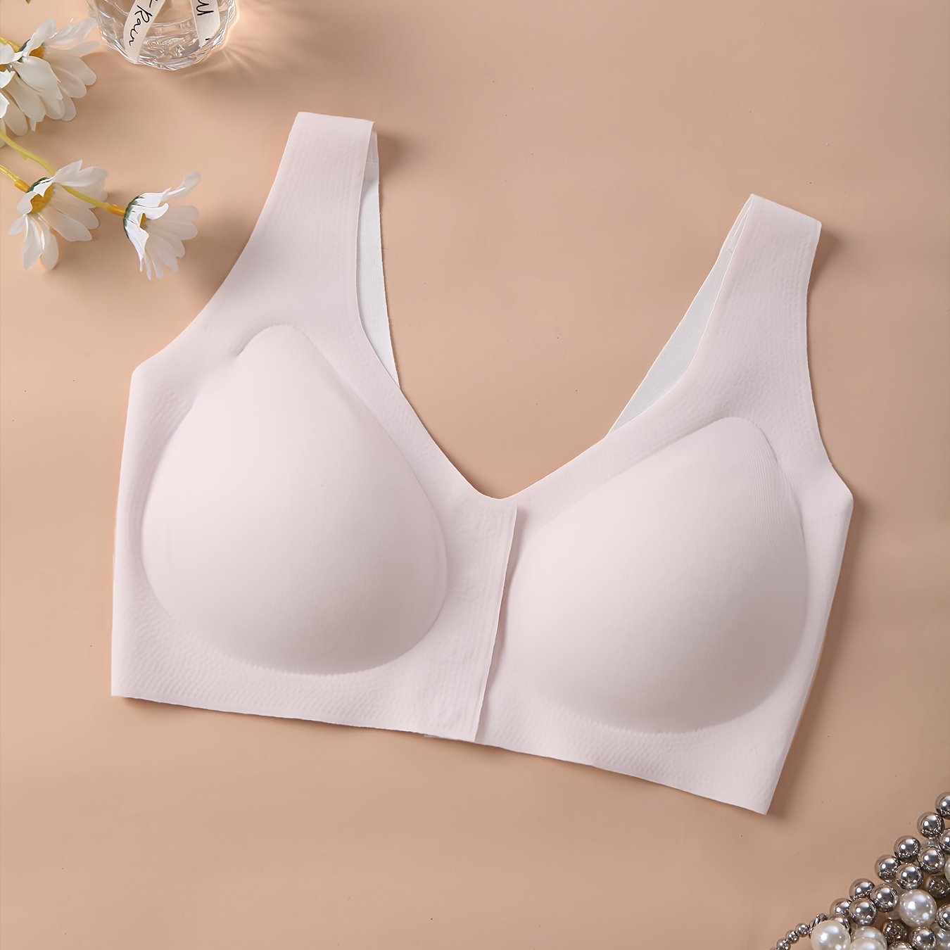 Seamless Solid Wireless Bras Comfy Breathable Front Buckle - Temu