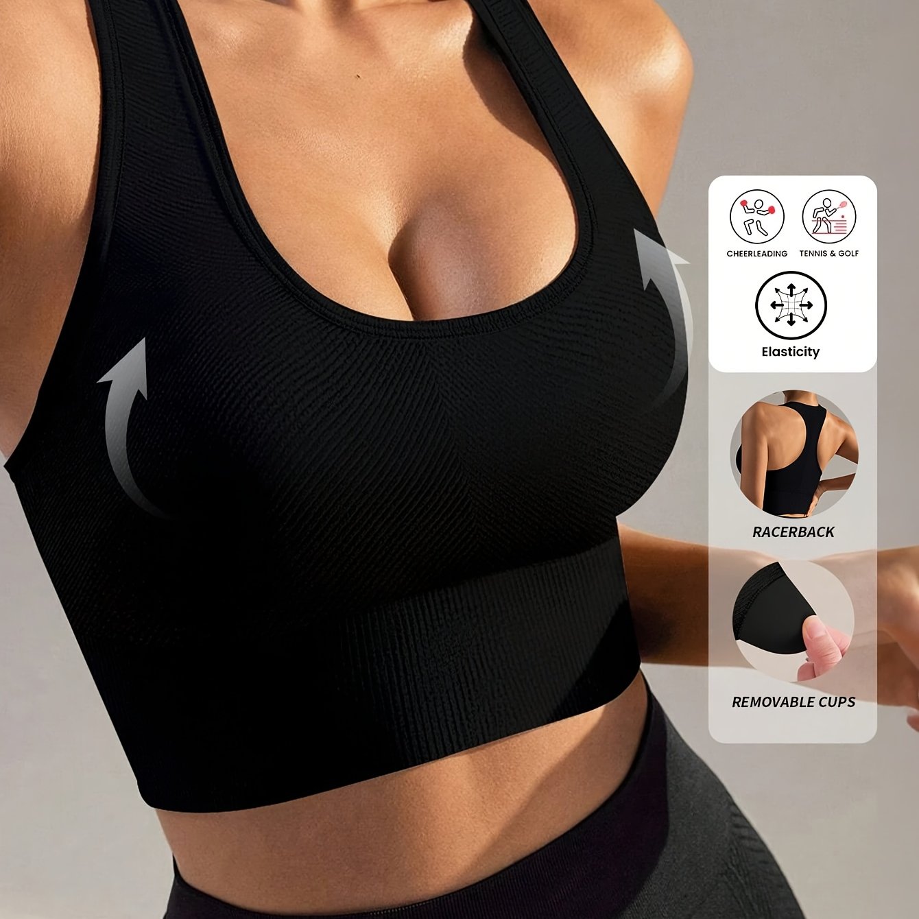 Image of 1 High-quality Women' Sports Bra, Yoga Fitness Running Crop Be Worn As A Jacket, Style Gift