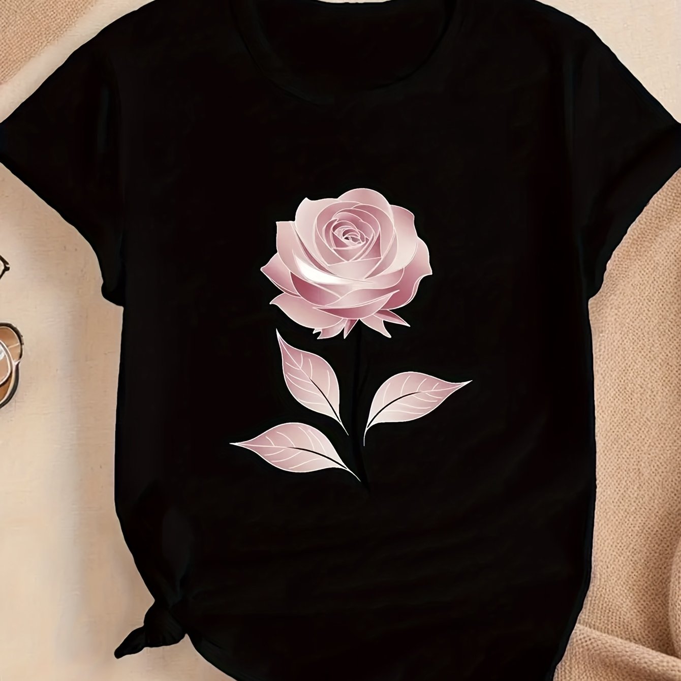 TEMU Camiseta de Mujer con Ilustración Rosa Única