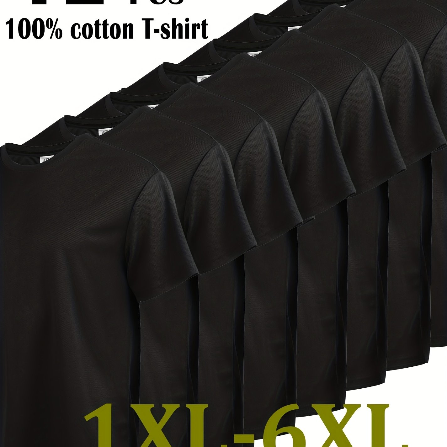 TEMU 12pcs Men's Plus Size Pure Cotton Sports Top, Sweat Wicking Suitable For Casual Wear, Outdoor Leisure Sports, Comfortable And Durable,