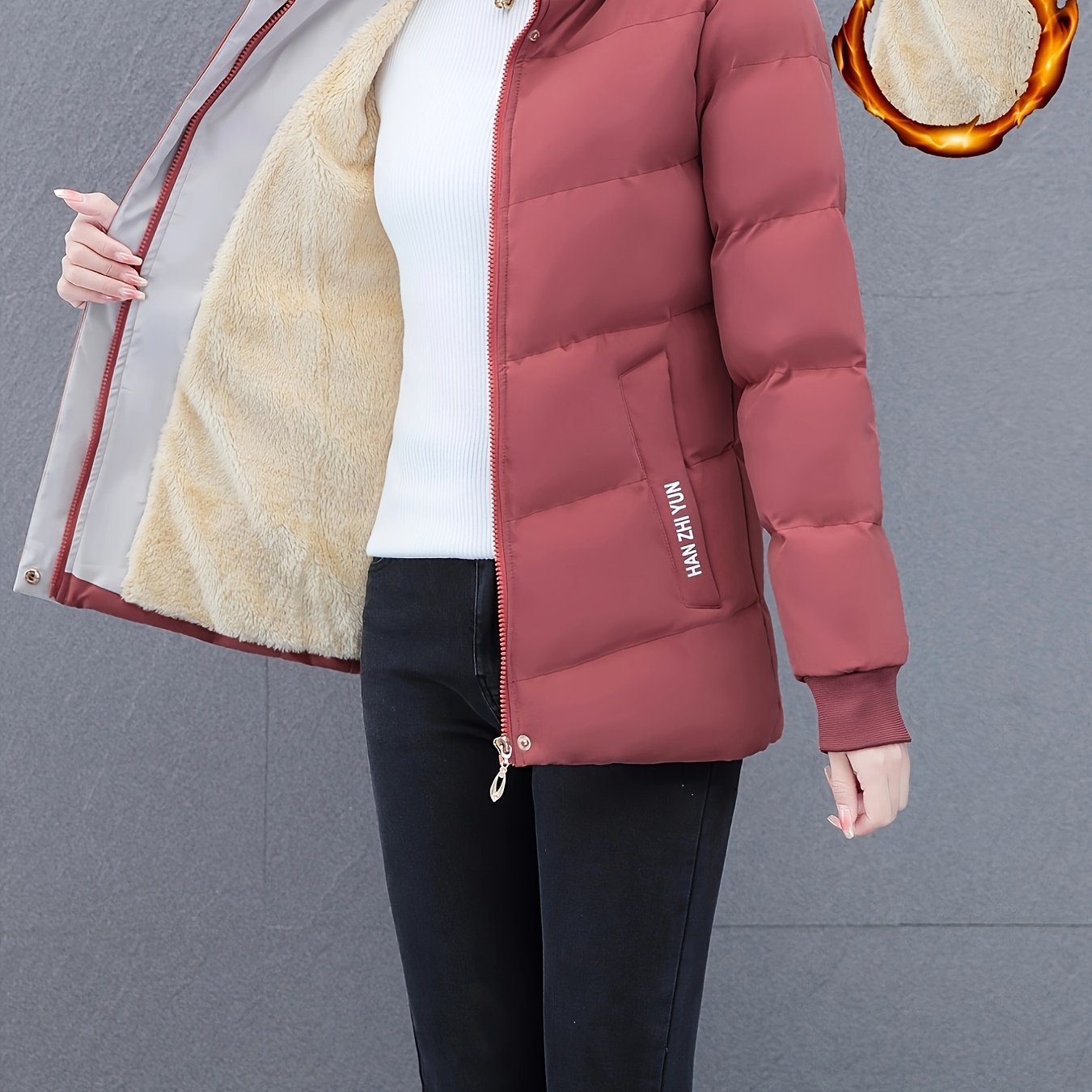 TEMU 여성 가을 겨울 빵 재킷 따뜻한 두꺼운 코트 기모 안감 운동 야외복