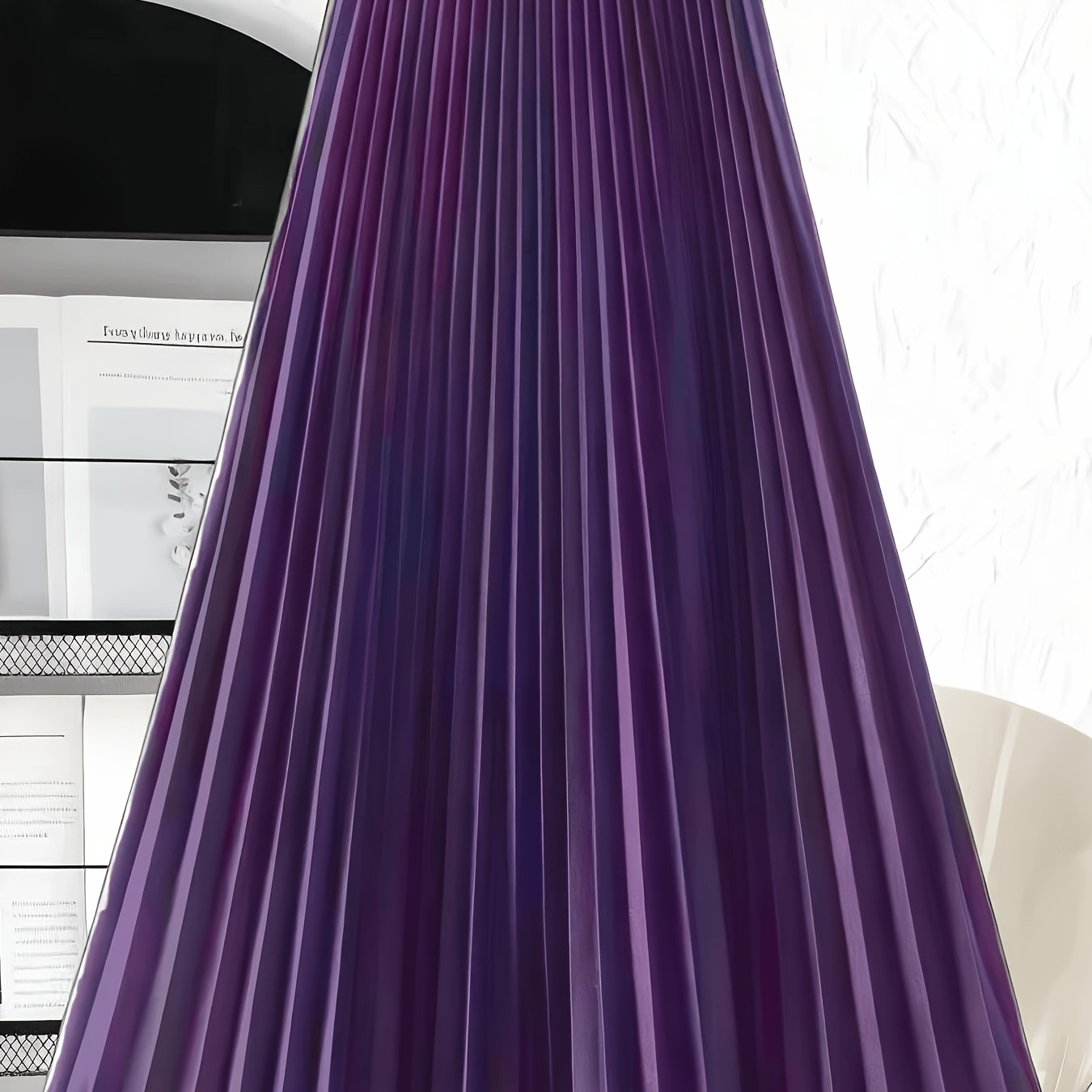 TEMU Women's Elegant -line Pleated Skirt - Vertical Skirt With Vertical Design, Machine Washable Non-stretch Polyester Suitable For Casual & Formal
