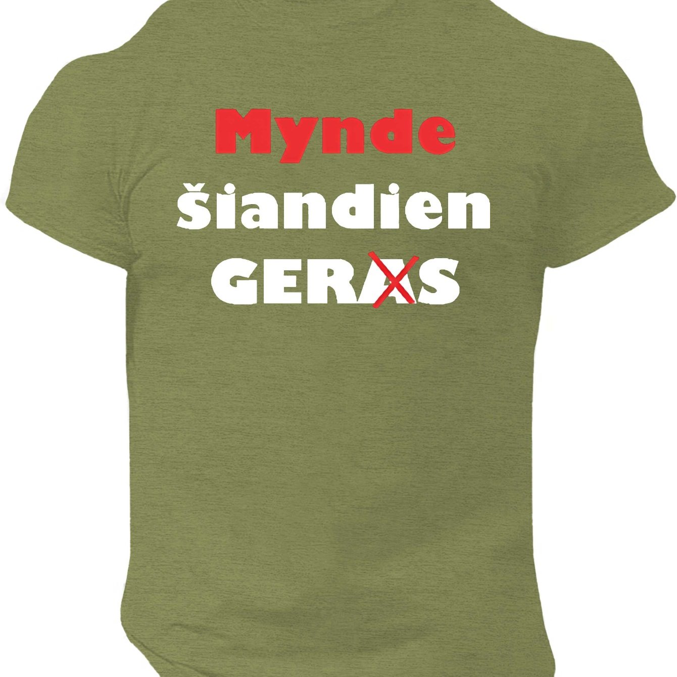 TEMU Men's Good Mindaugas Short Sleeve T-shirt - Casual Round Neck Summer Top With Lithuanian Lettering, Machine Washable Suitable For Warm Weather,