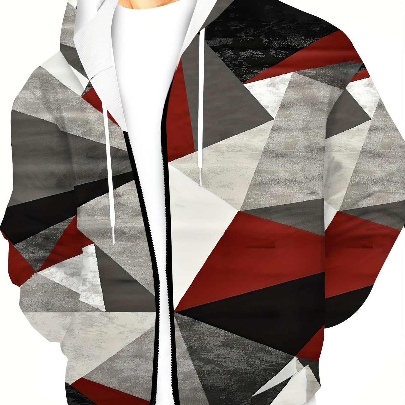TEMU Men's Plus Size Sports Casual Grid 3d Men's Creative Top Hooded Zipper Lightweight Jacket