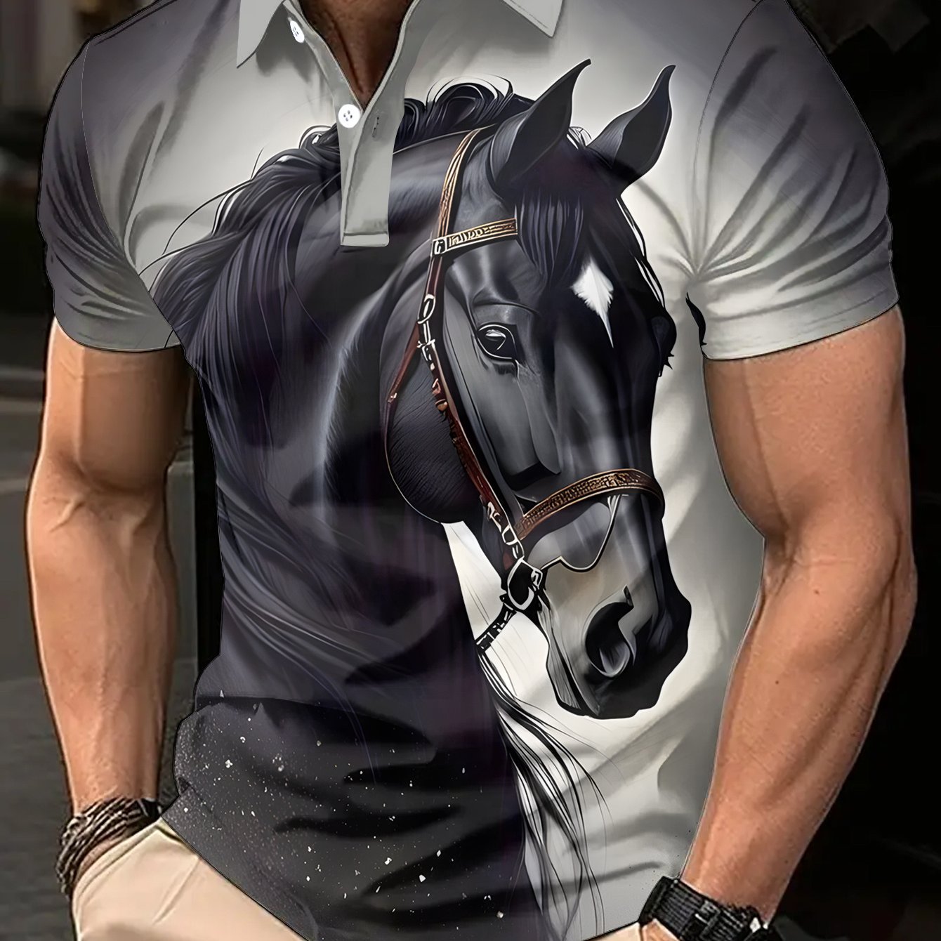 TEMU Men's Short Sleeve Shirt, Casual 3d Print Golf Shirt, Fashionable Animal Pattern, Athletic Style, Men's Summer Short Sleeve Shirt