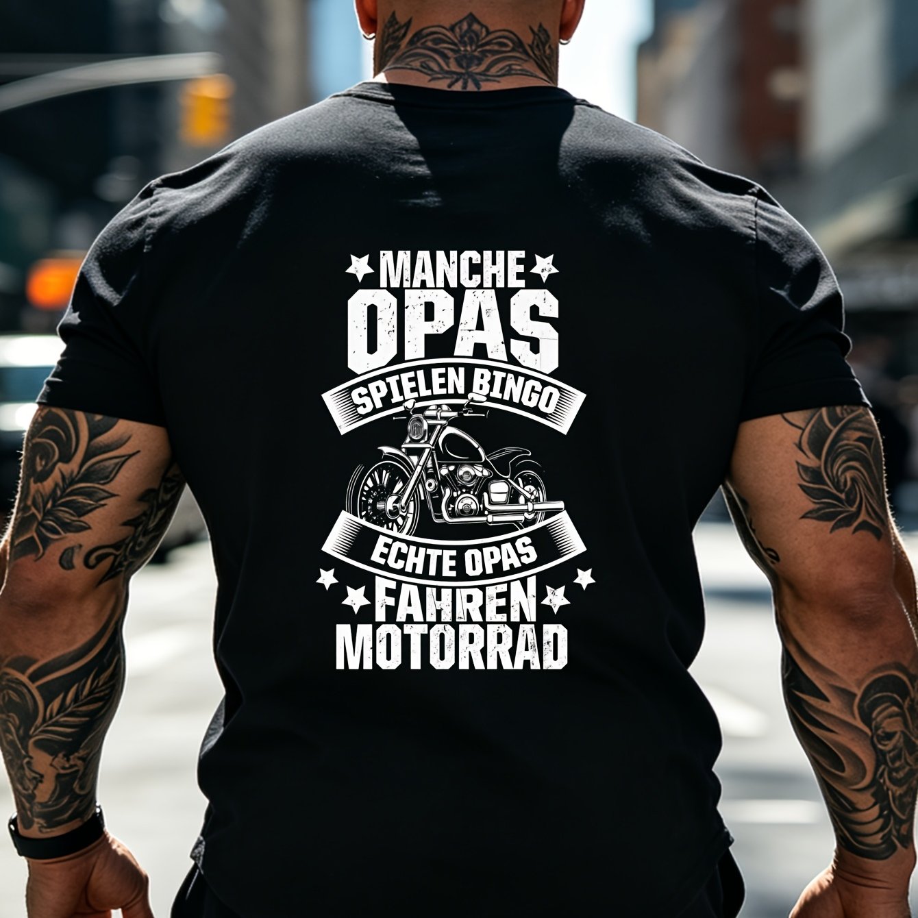 Image of Motorcycle Grandpa T-shirt -funny German Text Echte Grandpa -black Casual Tee With Motorcycle Graphic - Fit Shirt For Bikers -birthdayfathers Day Gift Idea