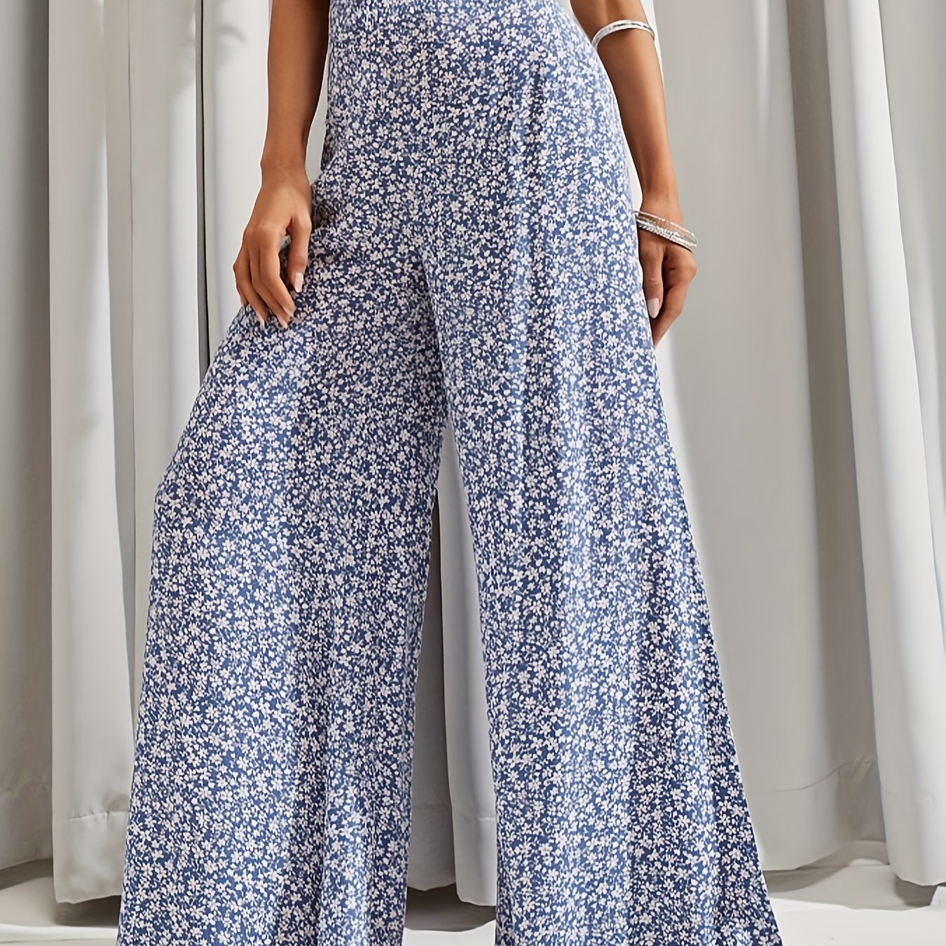 TEMU Spring Festival Red, Spring And Casual Fashion Women's Clothing, Vintage Elegant A-line Waist Zipper Style Commuting Home Wide-leg Pants Flared