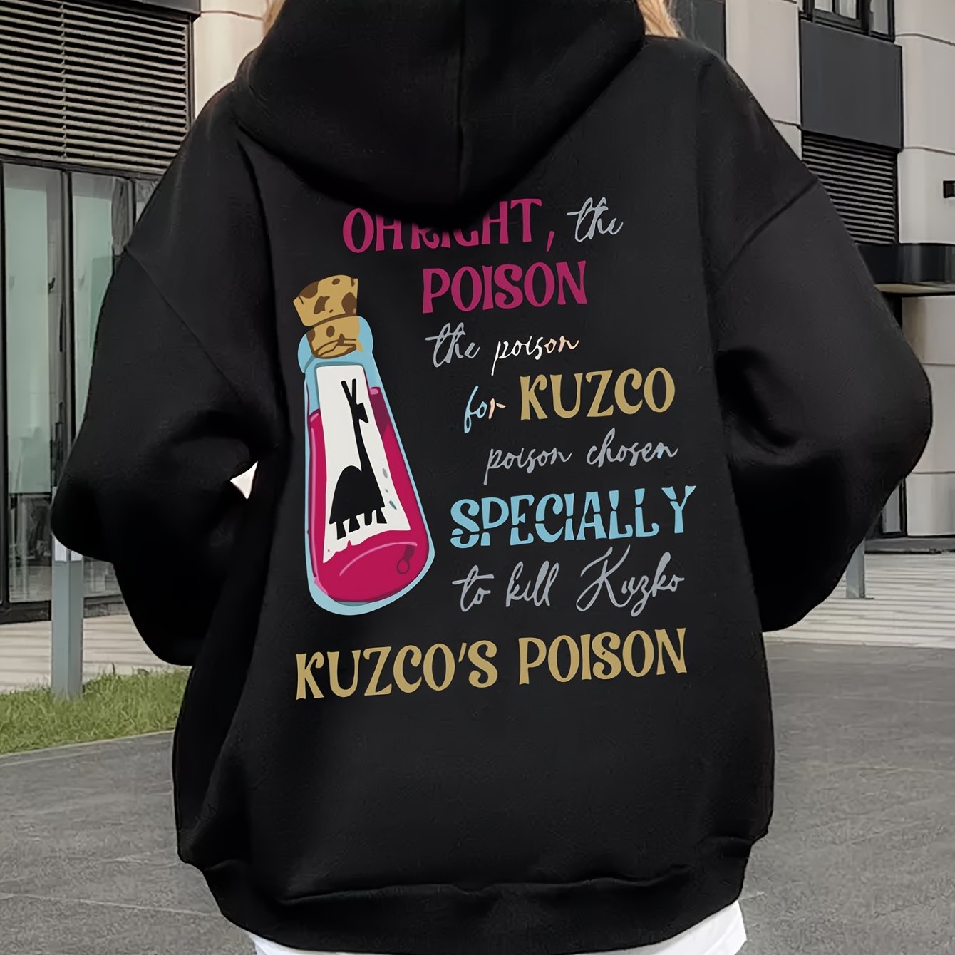 TEMU Bottle, Letter Print Women's Casual Hooded Sweatshirt