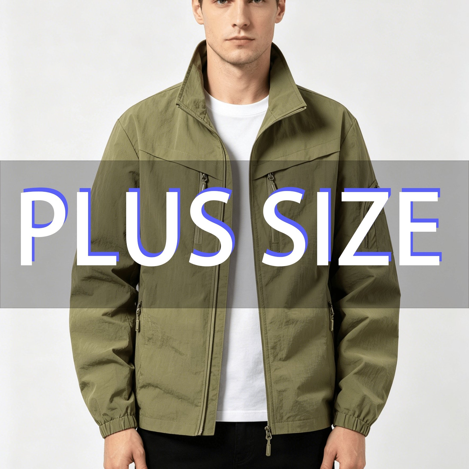 TEMU Plus Size Men's Oversized Wide Jacket, Lightweight Workwear Jacket With Multiple Pockets, Suitable For Outdoor Travel And Sports, Casual And
