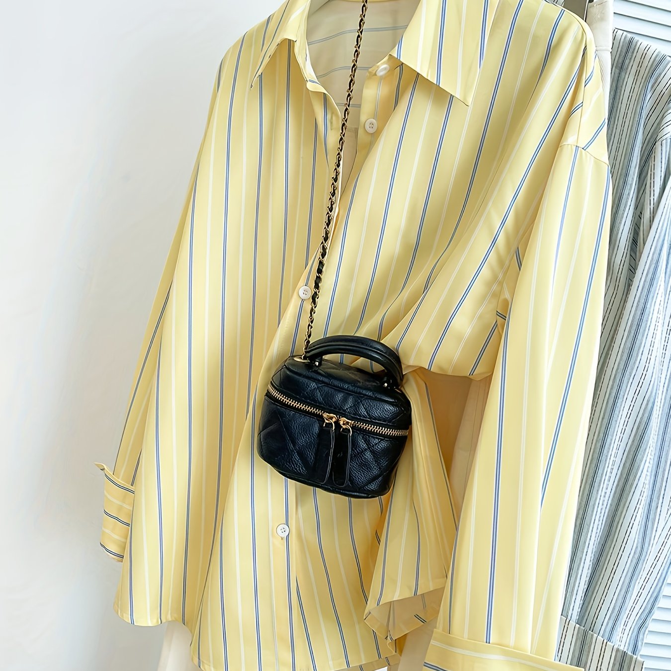 Women's Casual Long Sleeve Color Block Striped Button-front Shirt