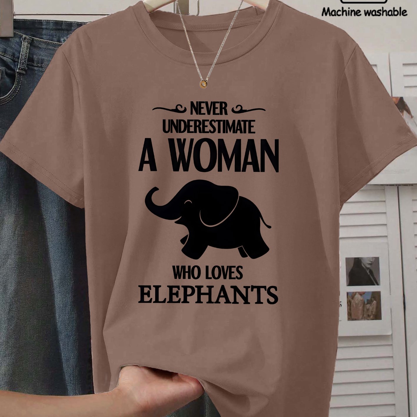 TEMU Women's Plus Size T-shirt With Elephant Print 