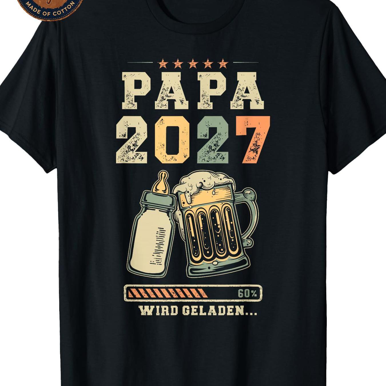 Image of Men's T-shirt Unisex T Shirt Papa 2027 Baby Bottle Beer Jug Graphic Tee Casual Breathable Streetwear Summer Short Sleeve Top Fit Printed Wearing Neck Concert Machine Comfortable Washable Gift