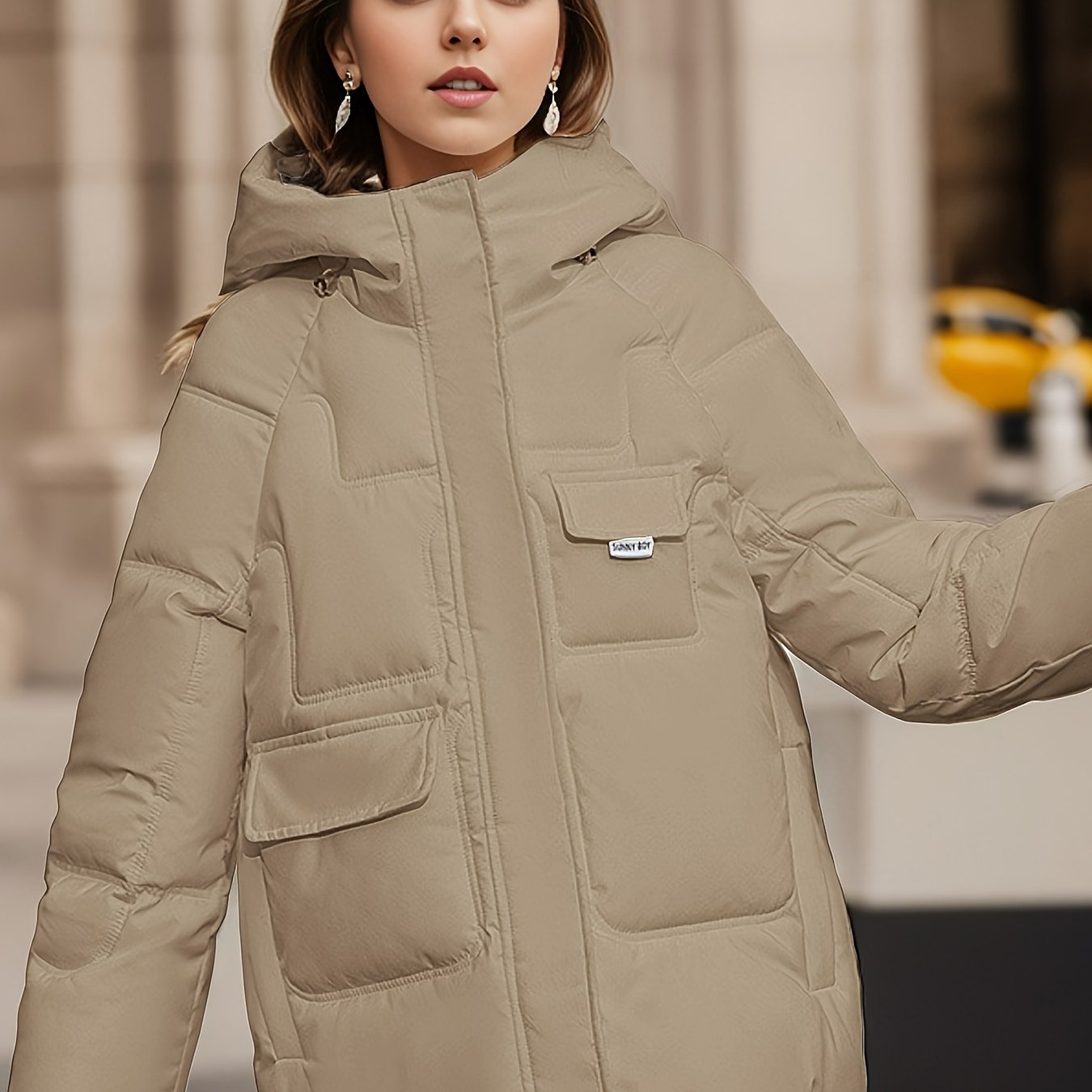 Knee Long Puffer Coat Simple Fashion Thickened Warm Winter Coldproof Hooded  Jacket Womens Clothing - Sports & Outdoors - Temu