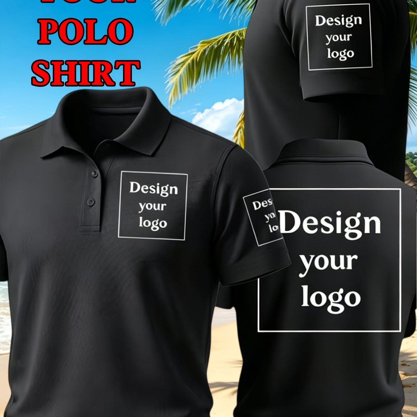 TEMU Customizable Men's Shirt, Customizable Front Chest, Customizable Left Arm, Customizable Back, Customizable Corporate Uniform, Customizable Team