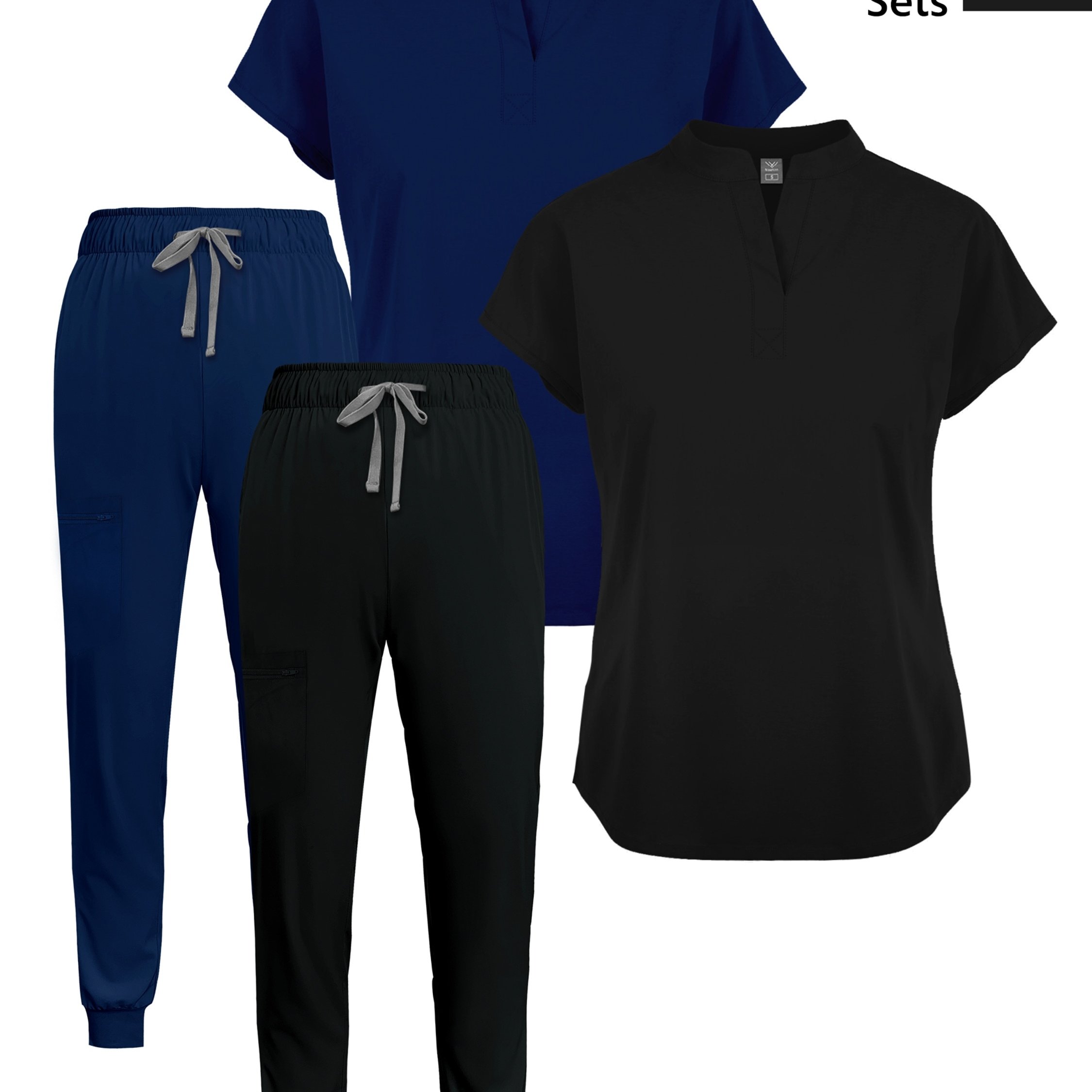 TEMU Deux ensembles de blouses médicales pour femme : Tenues de blouse lavables pour hôpitaux communautaires, médecins, infirmières et dentistes ;