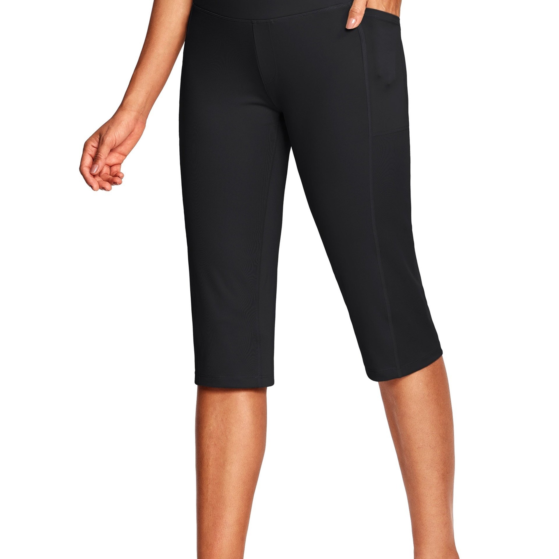 Image of 18" Capri Pants For Women High Waist V Crossover Women's Capris Breathable With Pockets For Casual