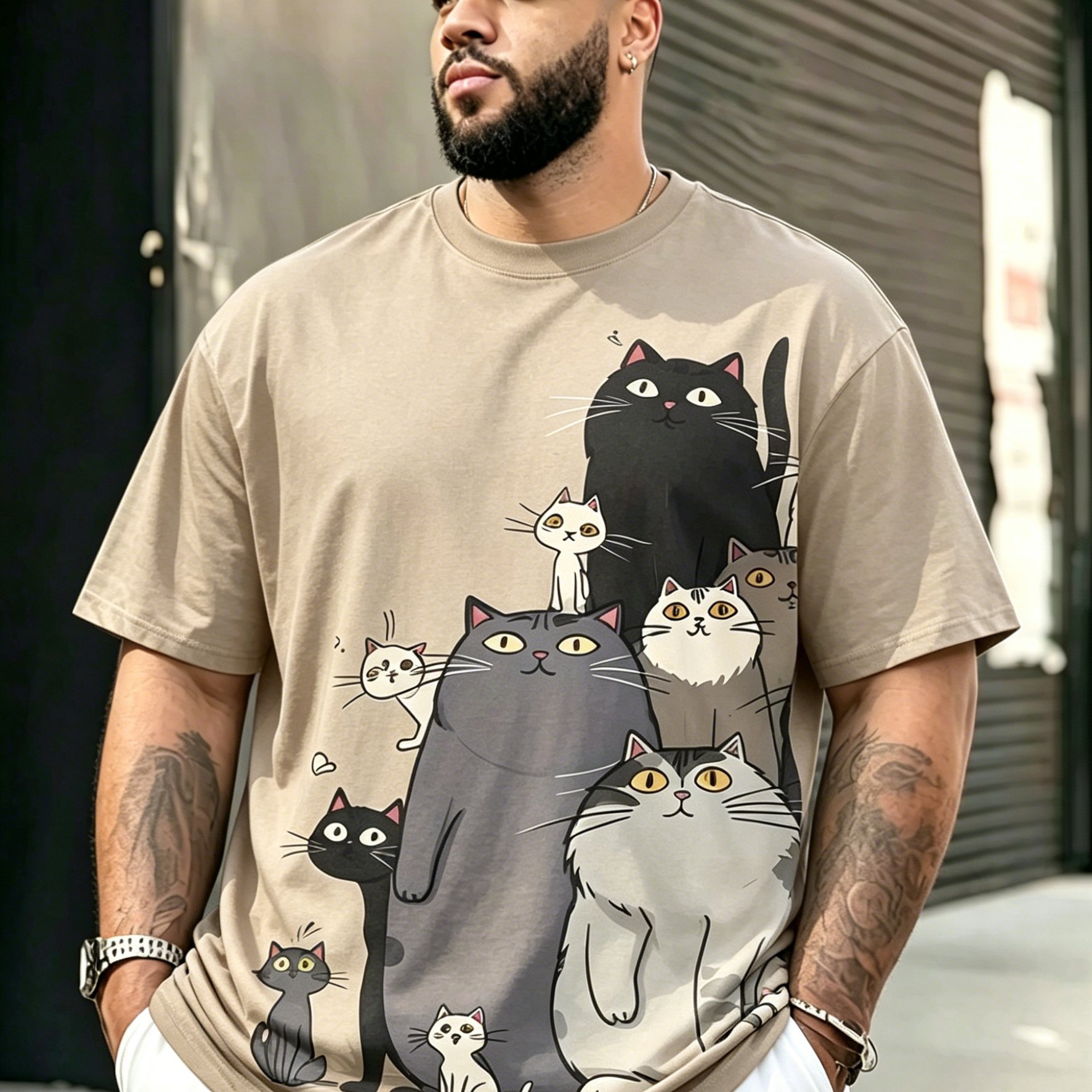 TEMU Men's T-shirt, Plus Size Men's Clothing, Summer Short Sleeve Crew Neck Top, Comfortable And Breathable Pullover, Versatile For Daily Wear,