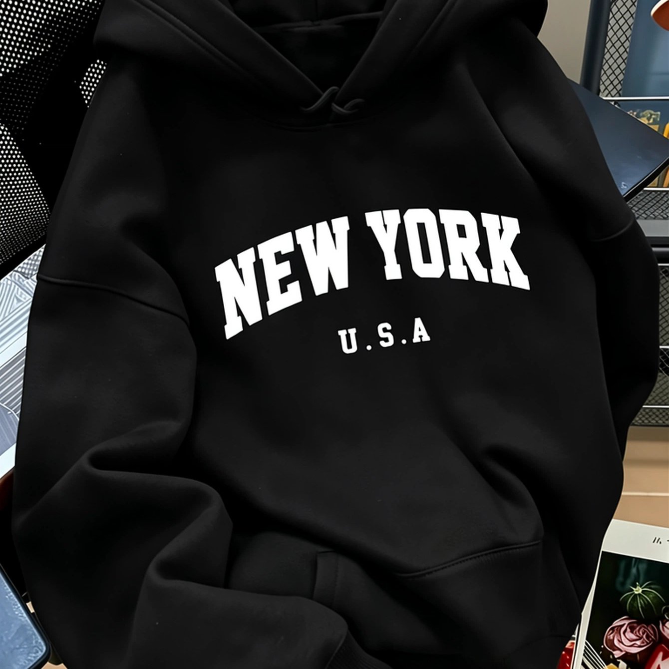 Image of New Autumn Winter Women's Top, Loose Drop-shoulder Oversized Hooded Sweatshirt With Pockets, Letter Print Pullover, Women's Winter Clothing Suitable For Daily, Casual, Women's Hoodies