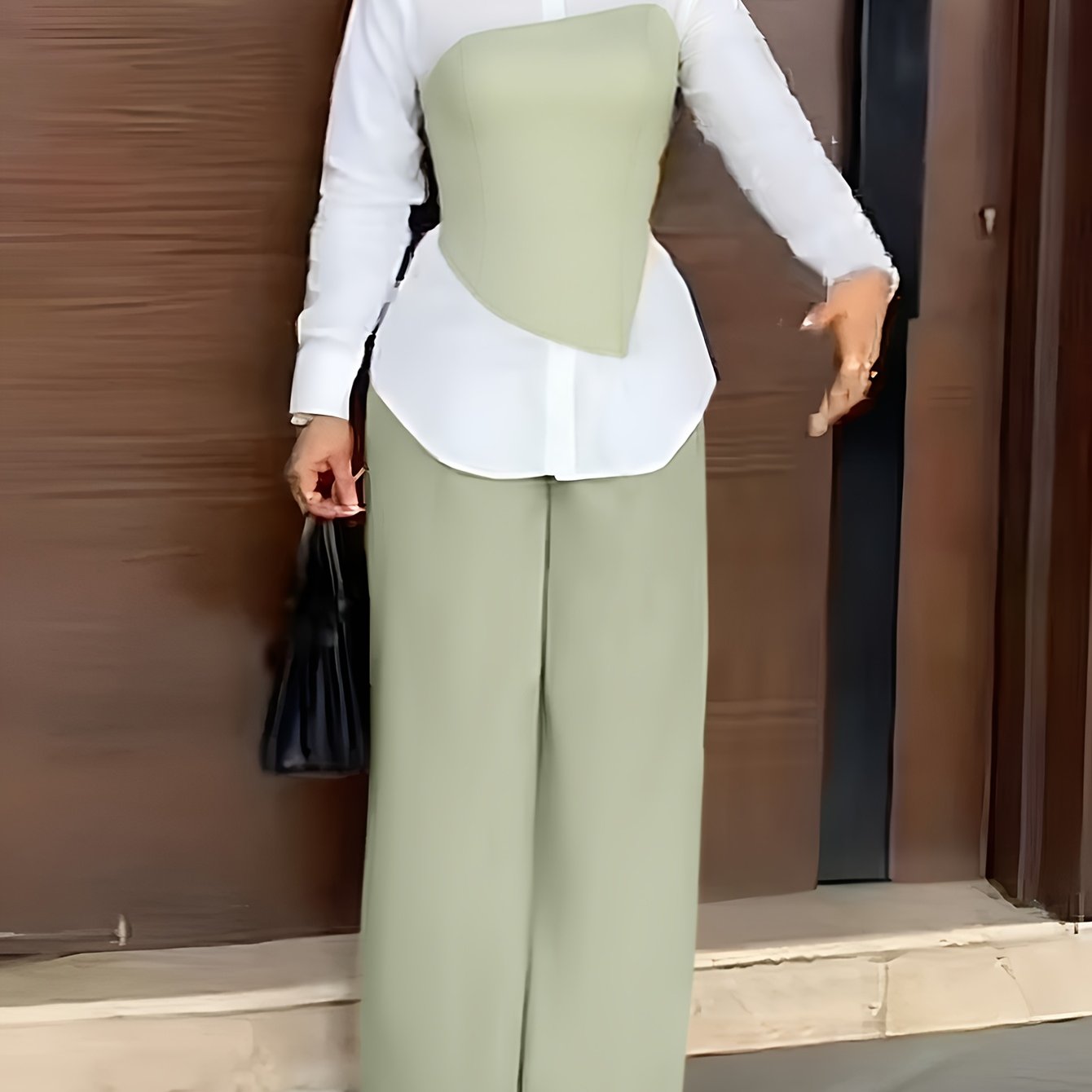 TEMU Ensemble 3 pièces pour femmes : T-shirt moulant à col camisole irrégulier et pantalon long - YT