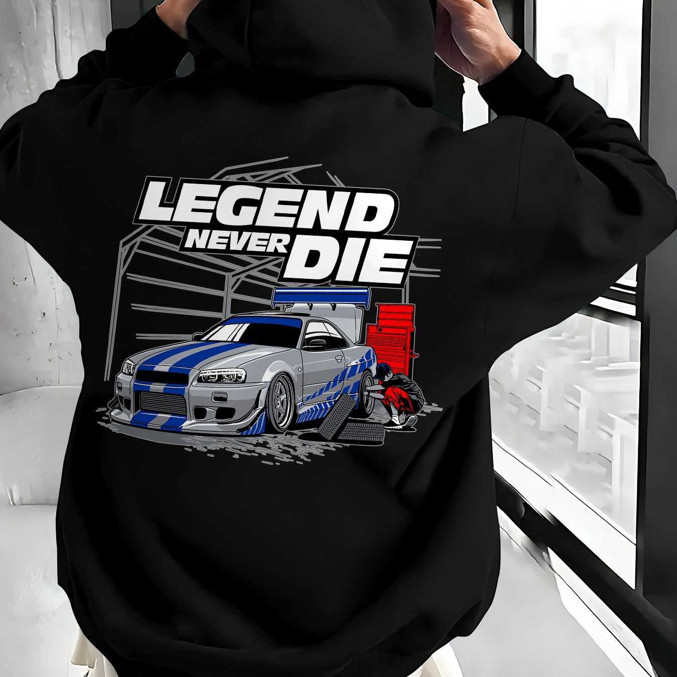 TEMU A Legend Die Car Graphic Design Trendy Hoodie Men's Hoodie High Quality Thick Premium Sweatshirt For Autumn Winter Streetwear Gift For Car