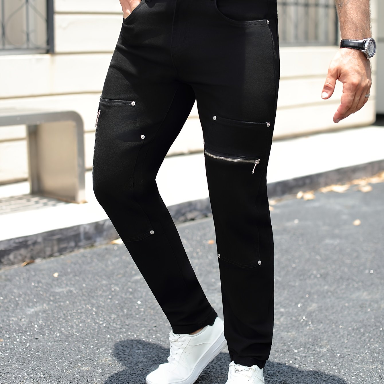 Men's Stretch Slim Fit Skinny Zip-