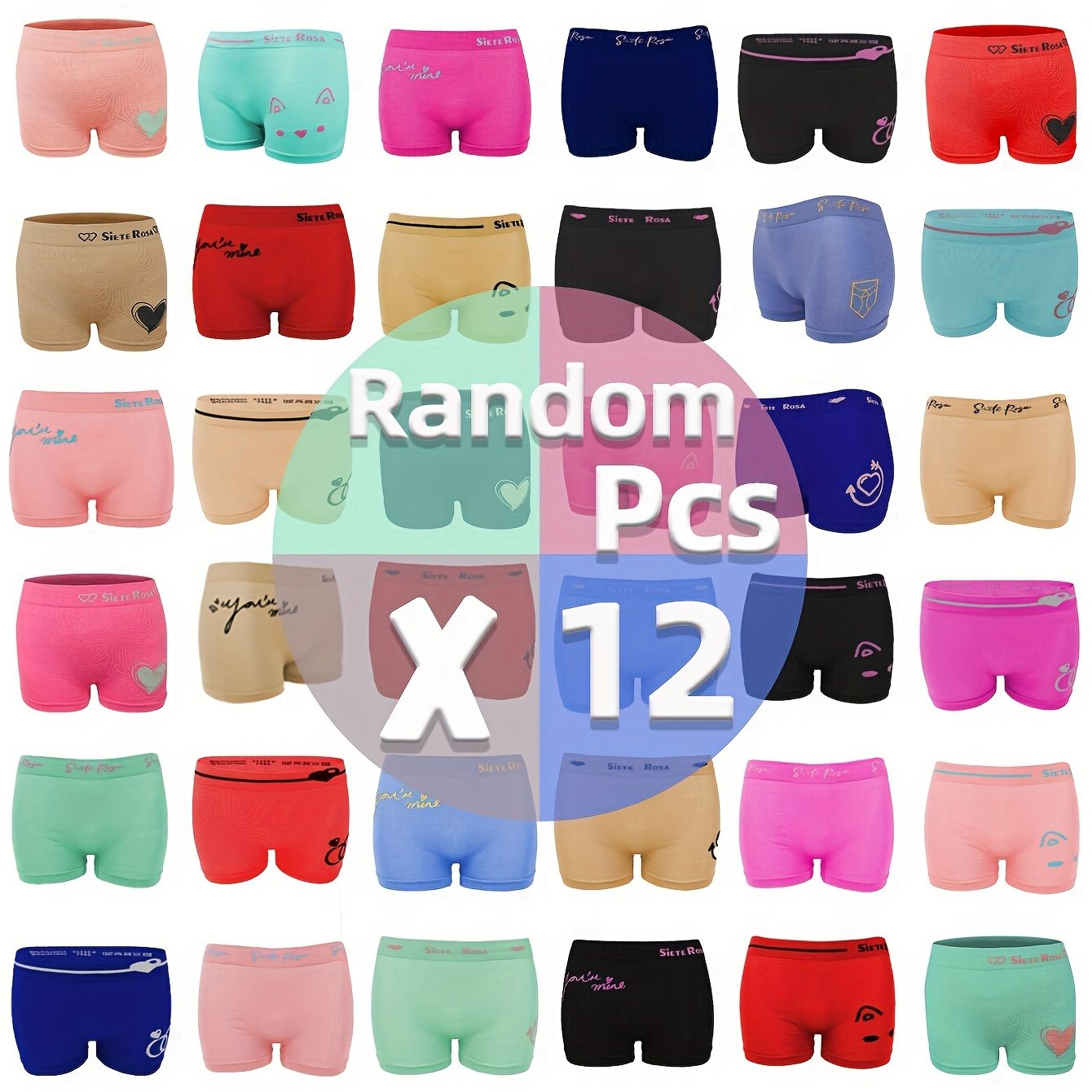 Image of 12pcs Random Colors And Styles, Seamless Boxer Underwear, Women's Skin-friendly, Breathable, Anti-light Safety Pants, Suitable For S-m Size